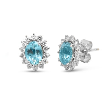 JPERG-4705/13380 Diamond Aquamarine Earring | 14K