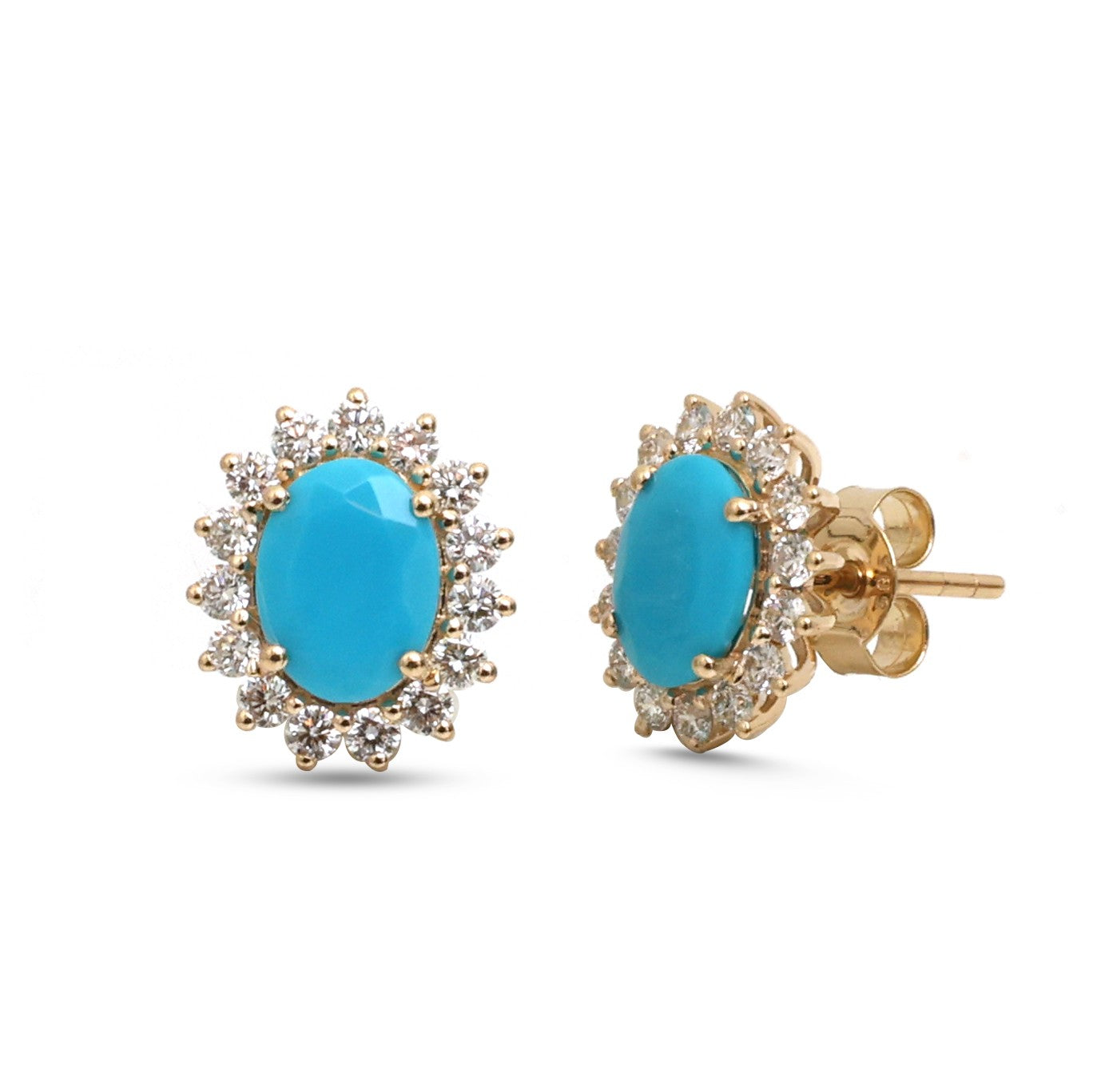 JPERG-4714/13393 Diamond Turquoise Earring | 14K