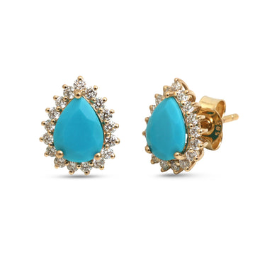 JPERG-4716/13395 Diamond Turquoise Earring | 14K