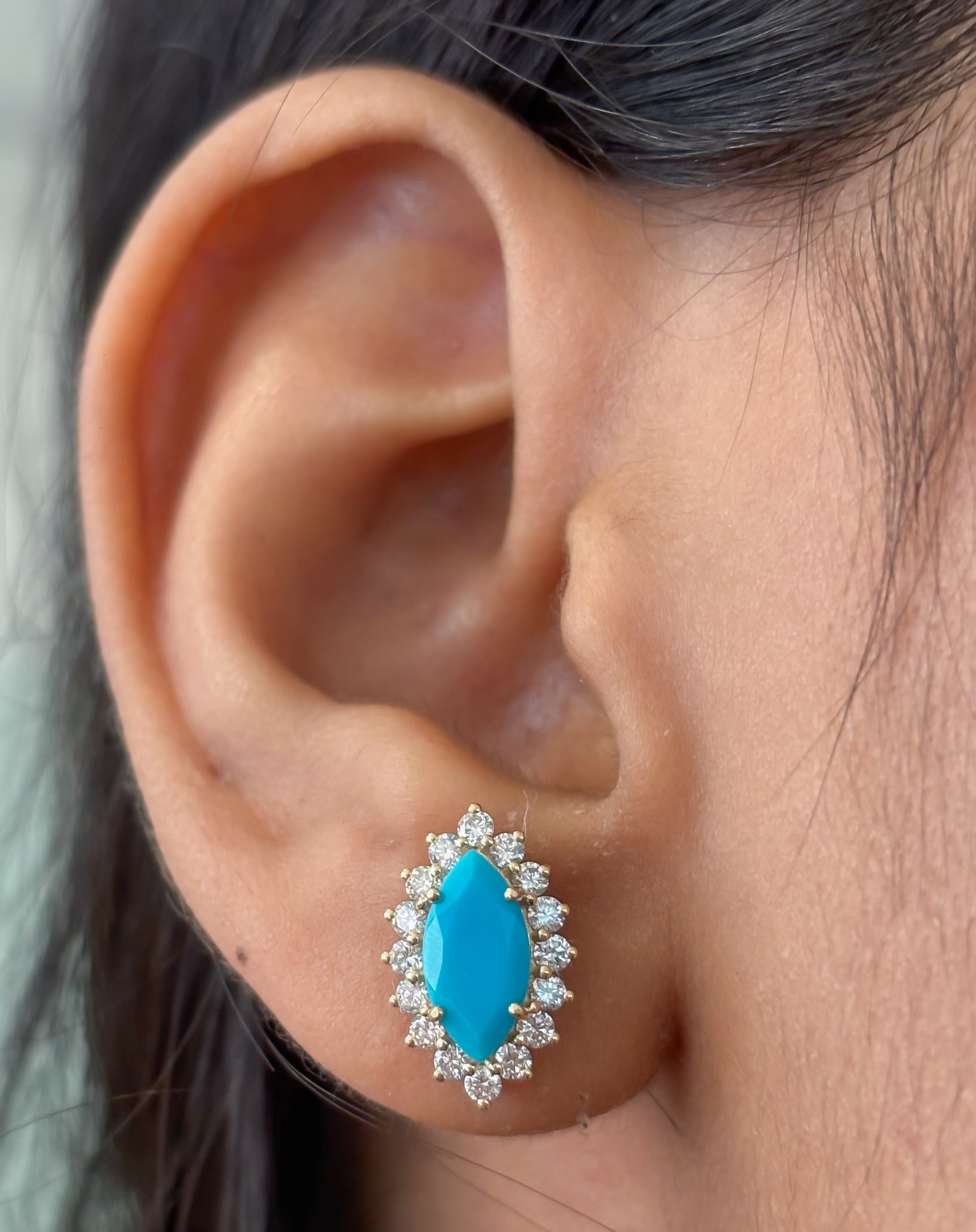 JPERG-4718/13397 Diamond Turquoise Earring | 14K