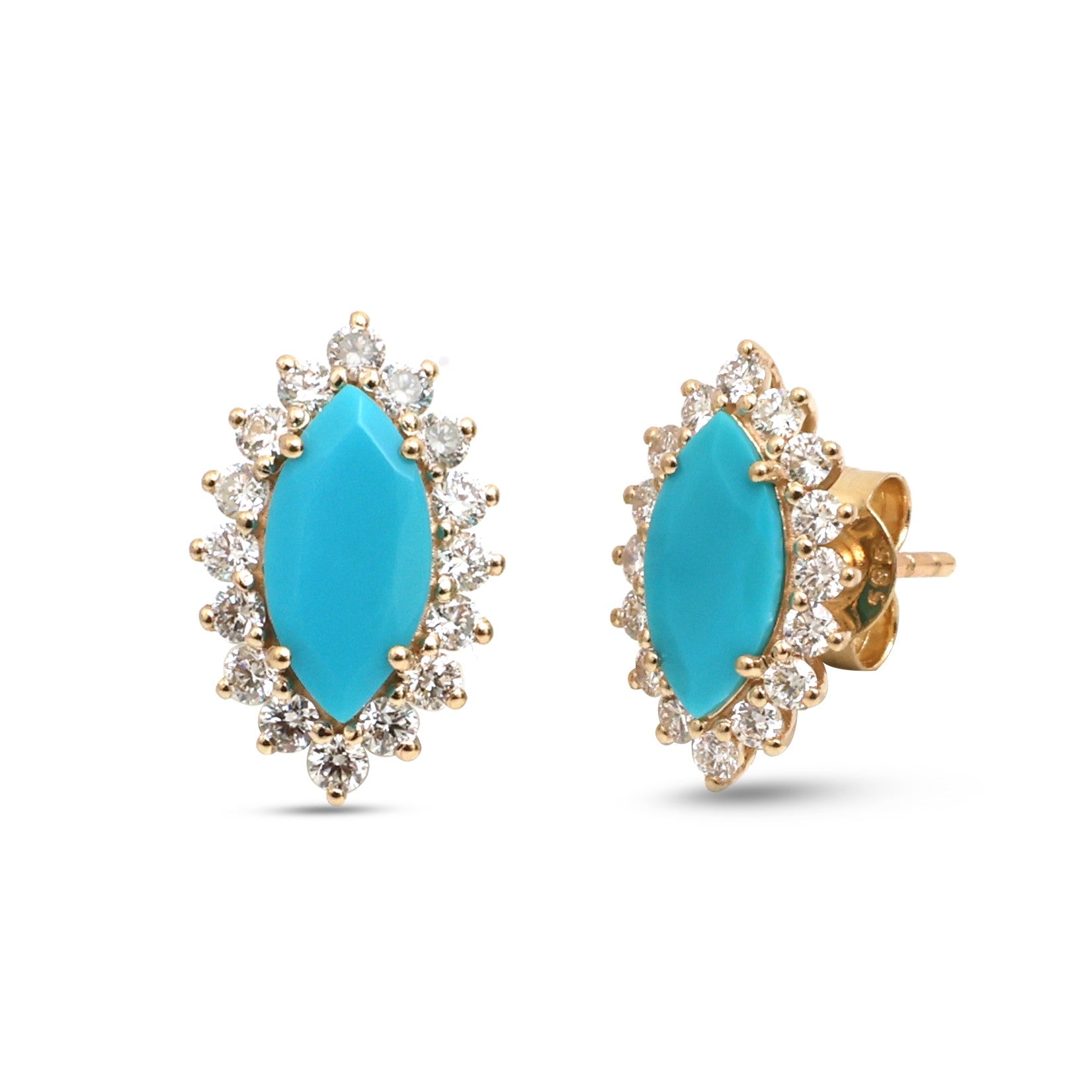 JPERG-4718/13397 Diamond Turquoise Earring | 14K
