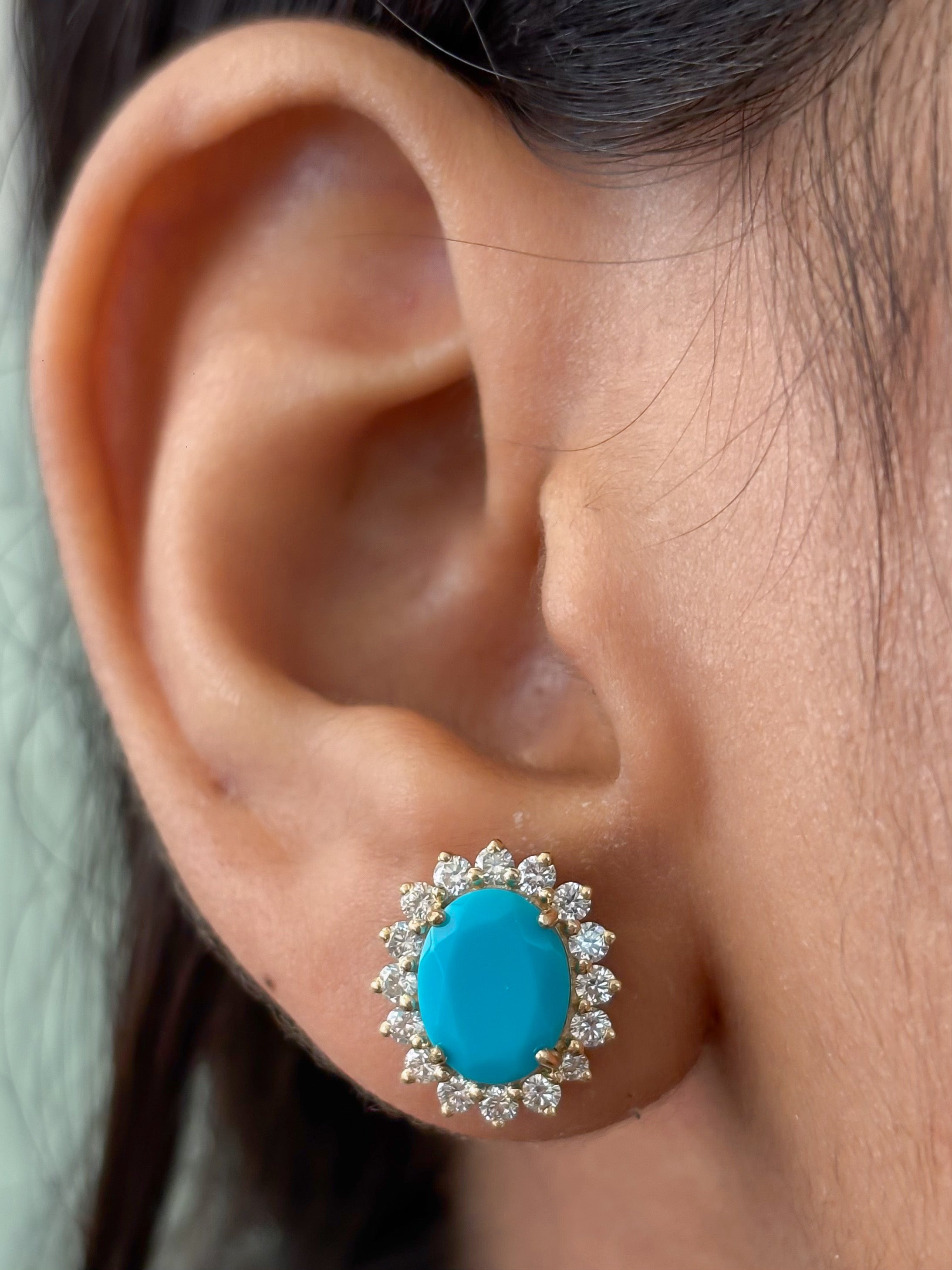 JPERG-4722/13401 Diamond Turquoise Earring | 14K