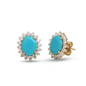 JPERG-4722/13401 Diamond Turquoise Earring | 14K