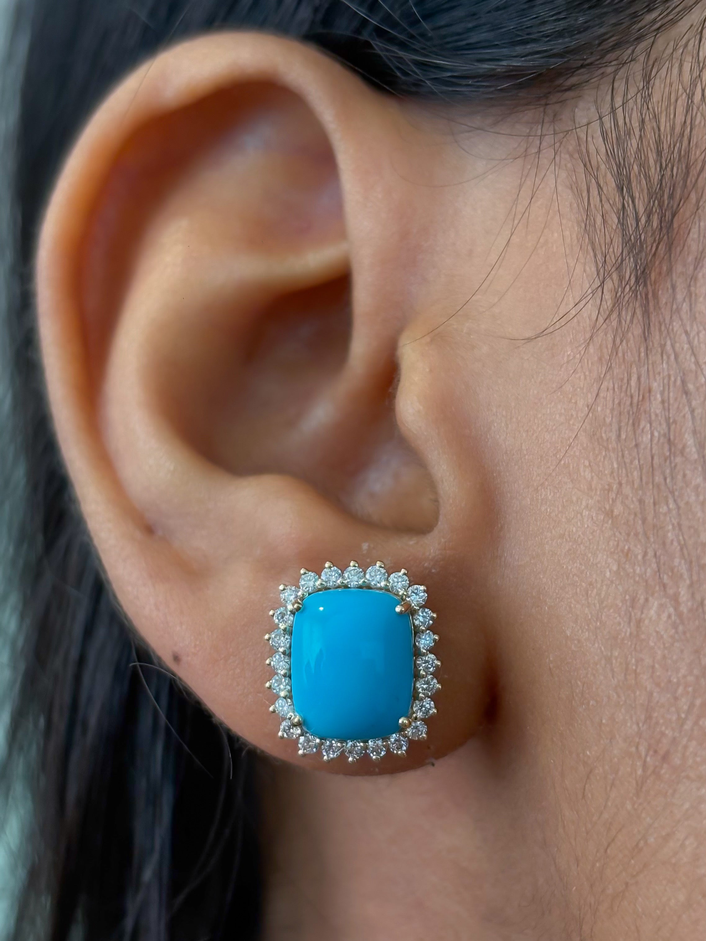 JPERG-4723/13402 Diamond Turquoise Earring | 14K