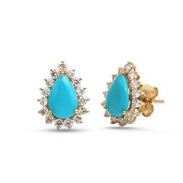 JPERG-4724/13403 Diamond Turquoise Earring | 14K