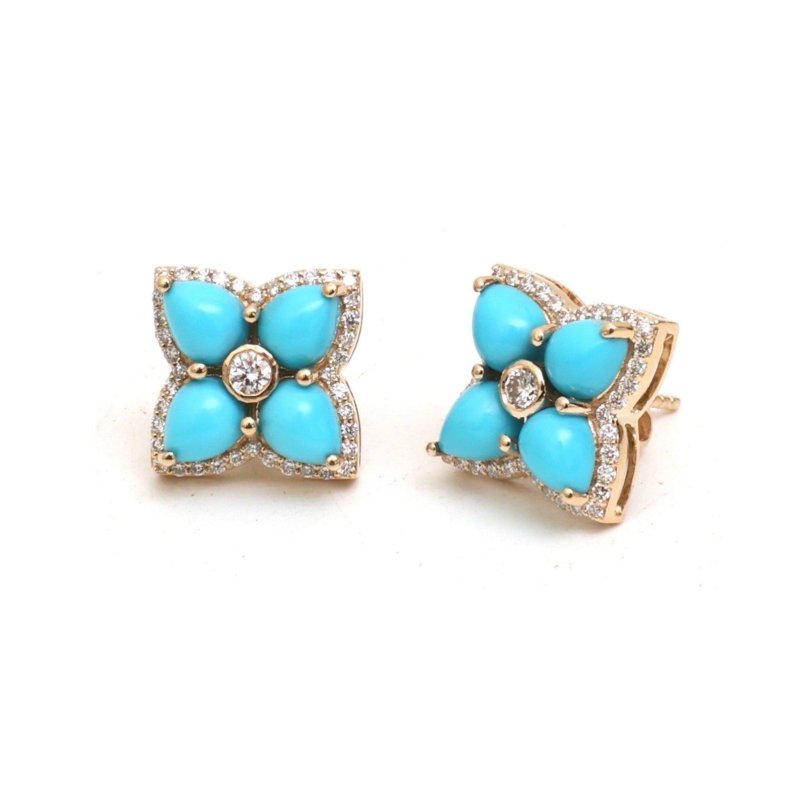 JPERG-4725/13421 Turquoise Diamond Earring | 14K