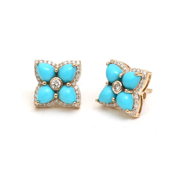 JPERG-4725/13421 Turquoise Diamond Earring | 14K