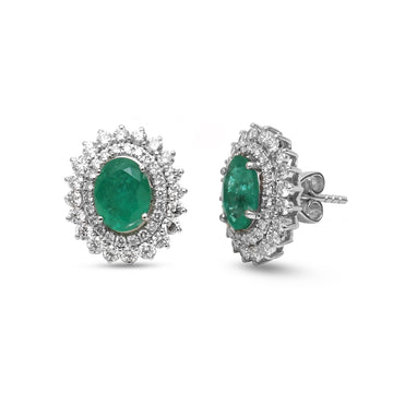 JPERG-4726/13422 Emerald Diamond Earring | 18K