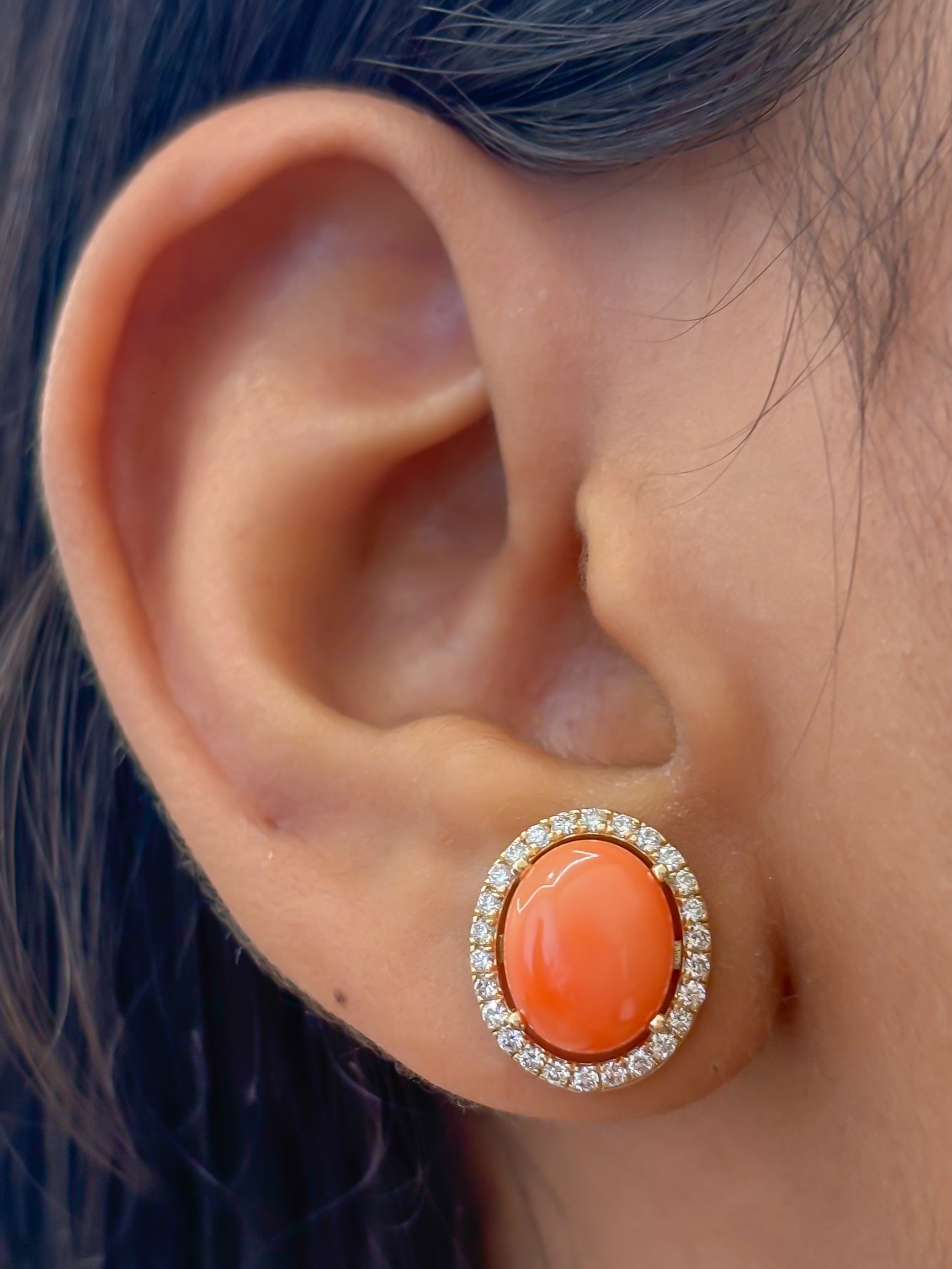 JPERG-4739/13439 Coral Diamond Earring | 14K