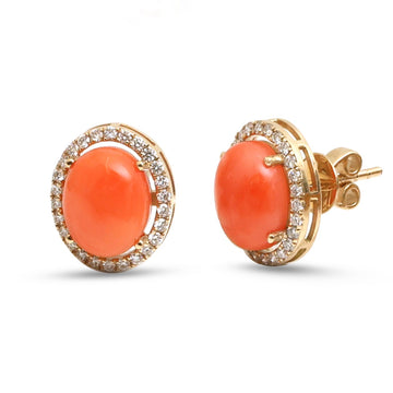 JPERG-4739/13439 Coral Diamond Earring | 14K