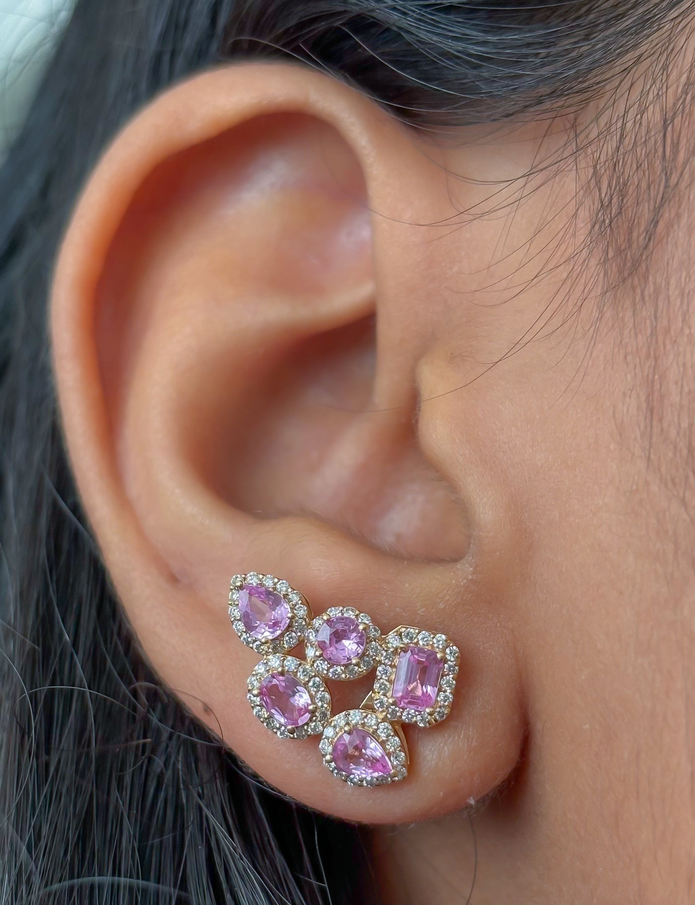JPERG-4749/13462 Pink Sapphire Diamond Earring | 18K