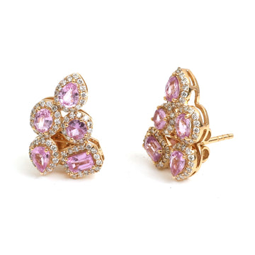 JPERG-4749/13462 Pink Sapphire Diamond Earring | 18K
