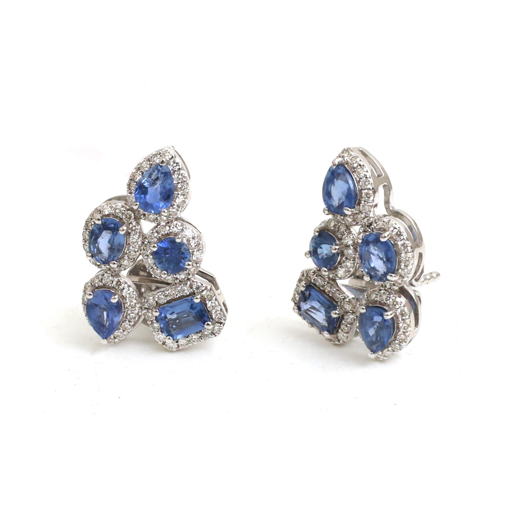 JPERG-4750/13463 Blue Sapphire Diamond Earring | 18K