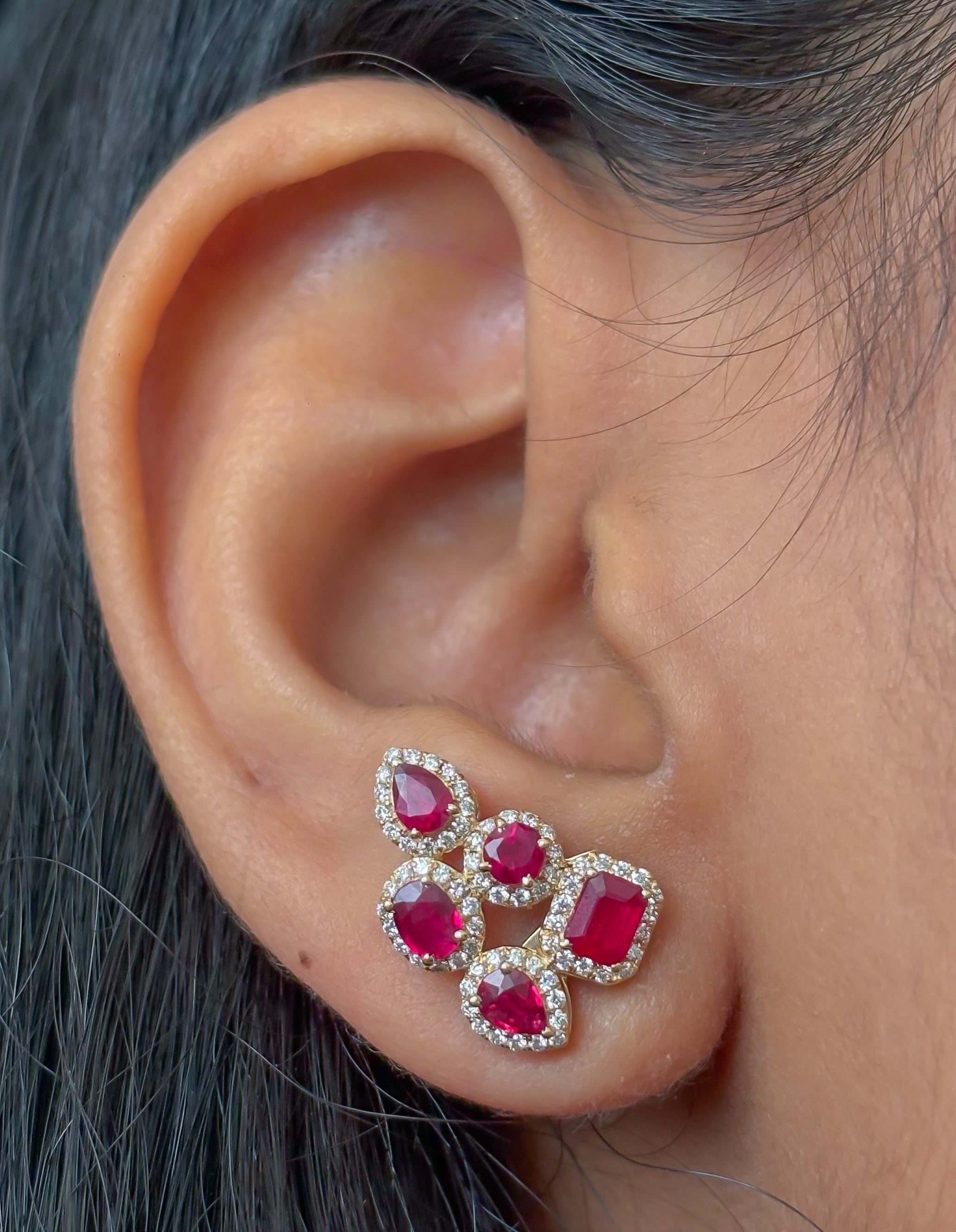 JPERG-4751/13464 Ruby Diamond Earring | 18K