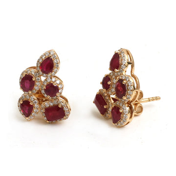 JPERG-4751/13464 Ruby Diamond Earring | 18K