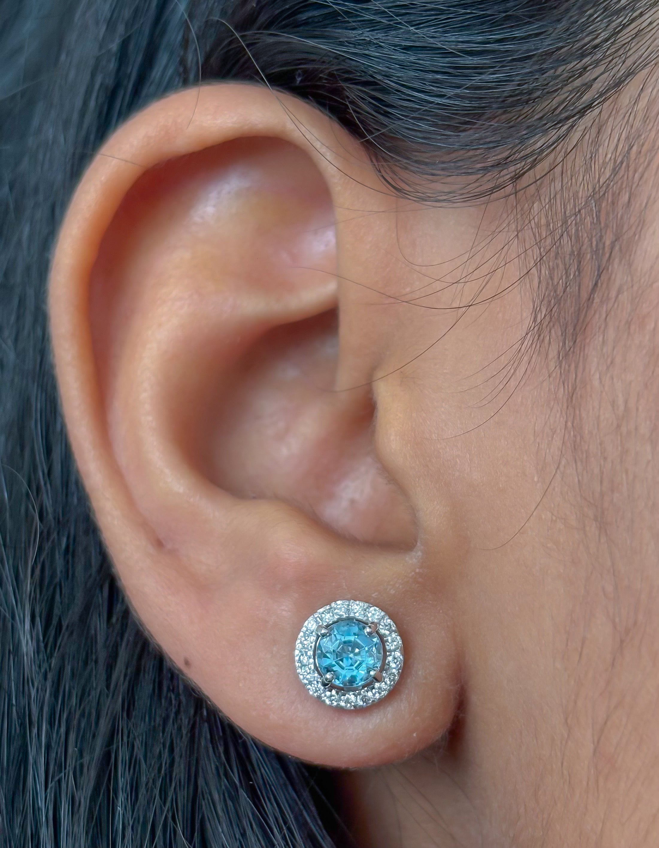 JPERG-4753/13478 Aquamarine Diamond Earring | 14K