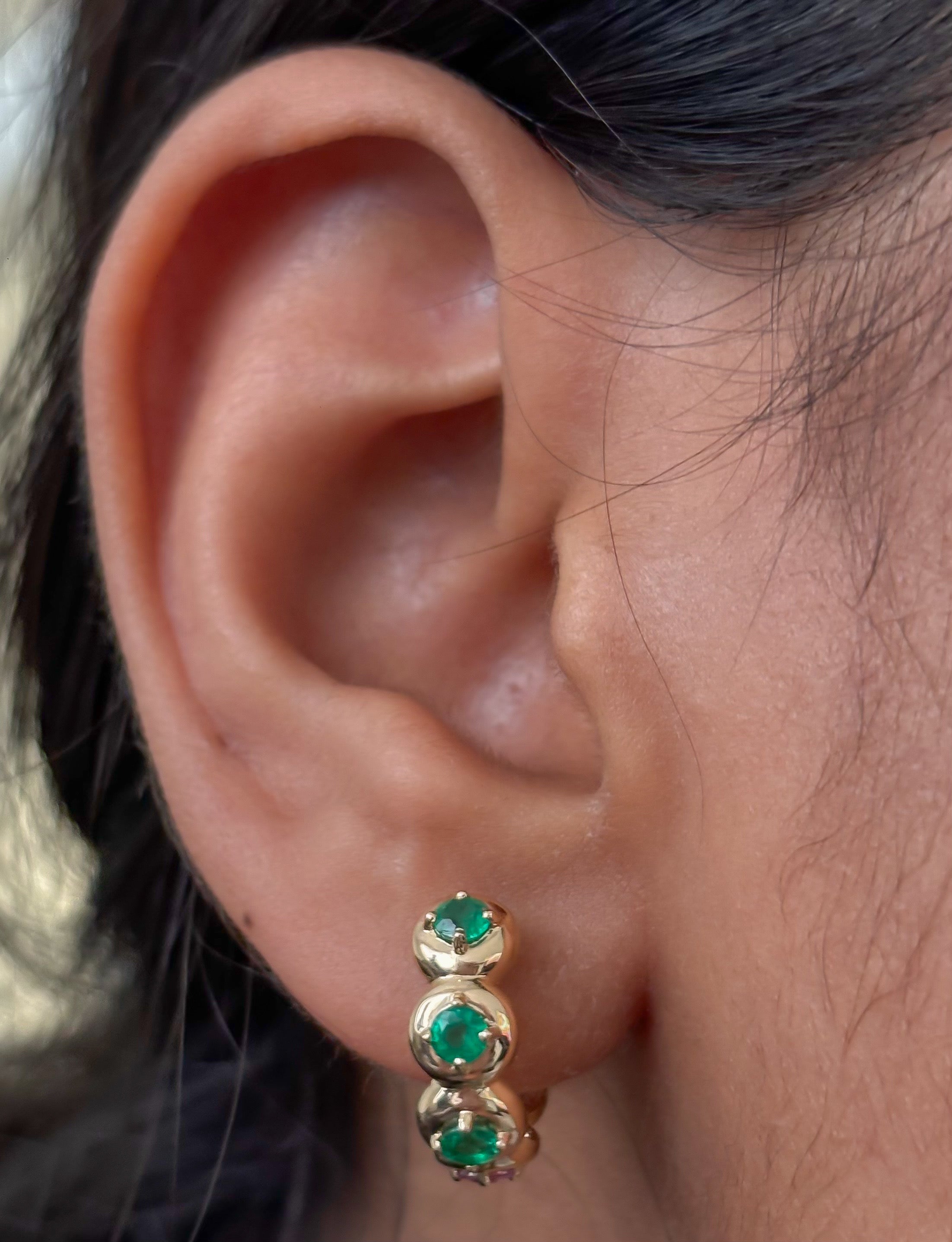 JPERG-4754/13501 Pink Sapphire Emerald Earring | 14K