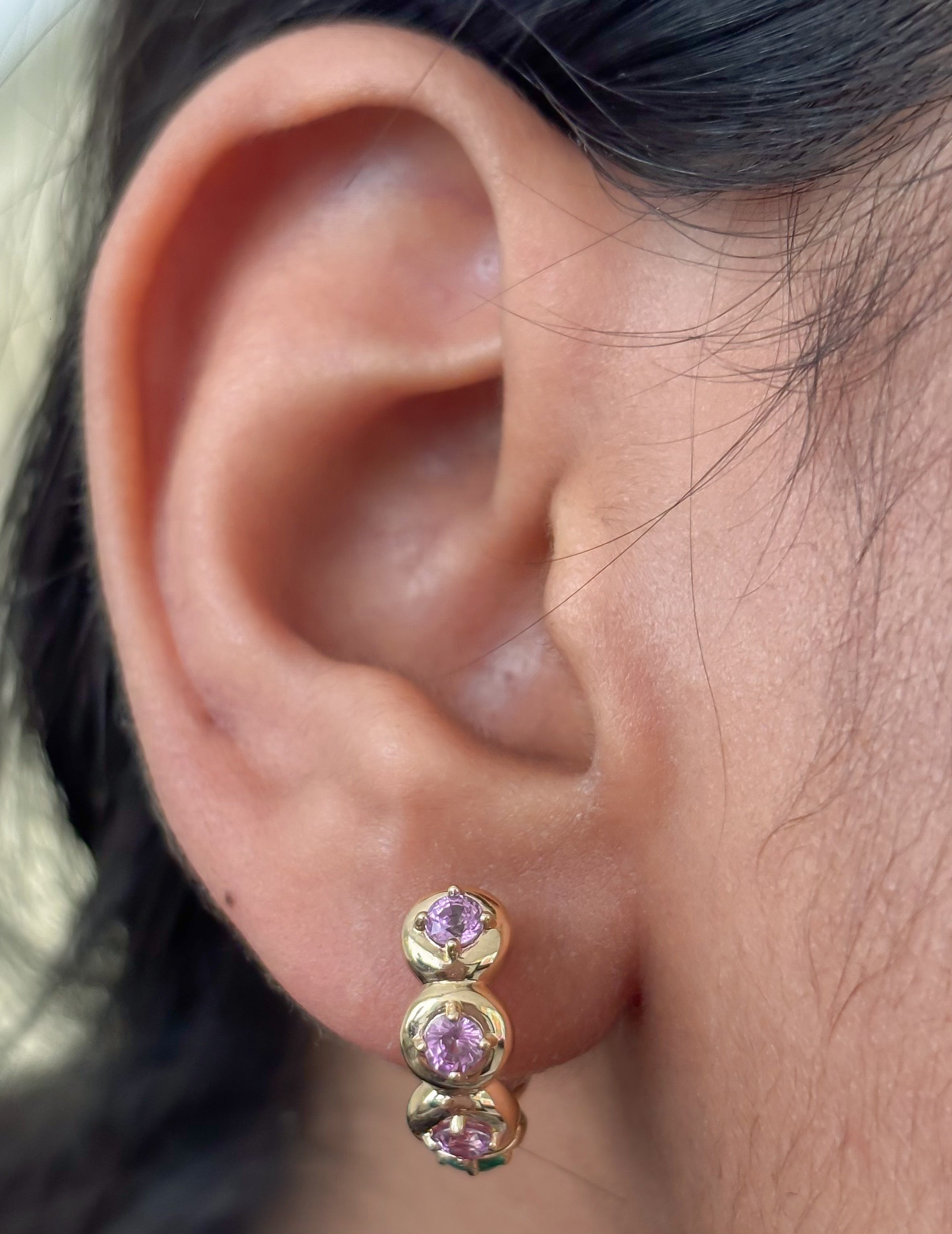 JPERG-4754/13501 Pink Sapphire Emerald Earring | 14K