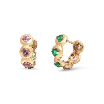 JPERG-4754/13501 Pink Sapphire Emerald Earring | 14K