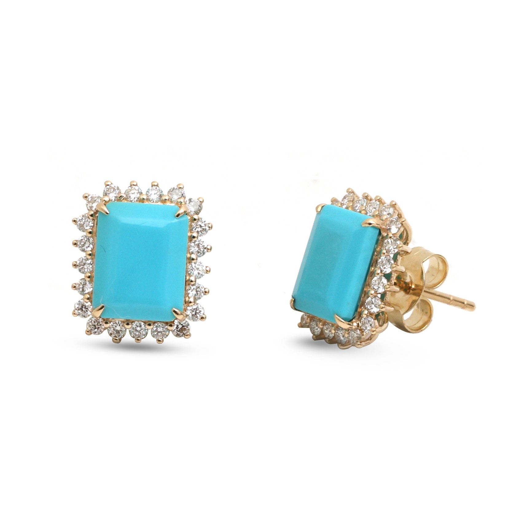 JPERG-4755/13502 Diamond Turquoise Earring | 14K