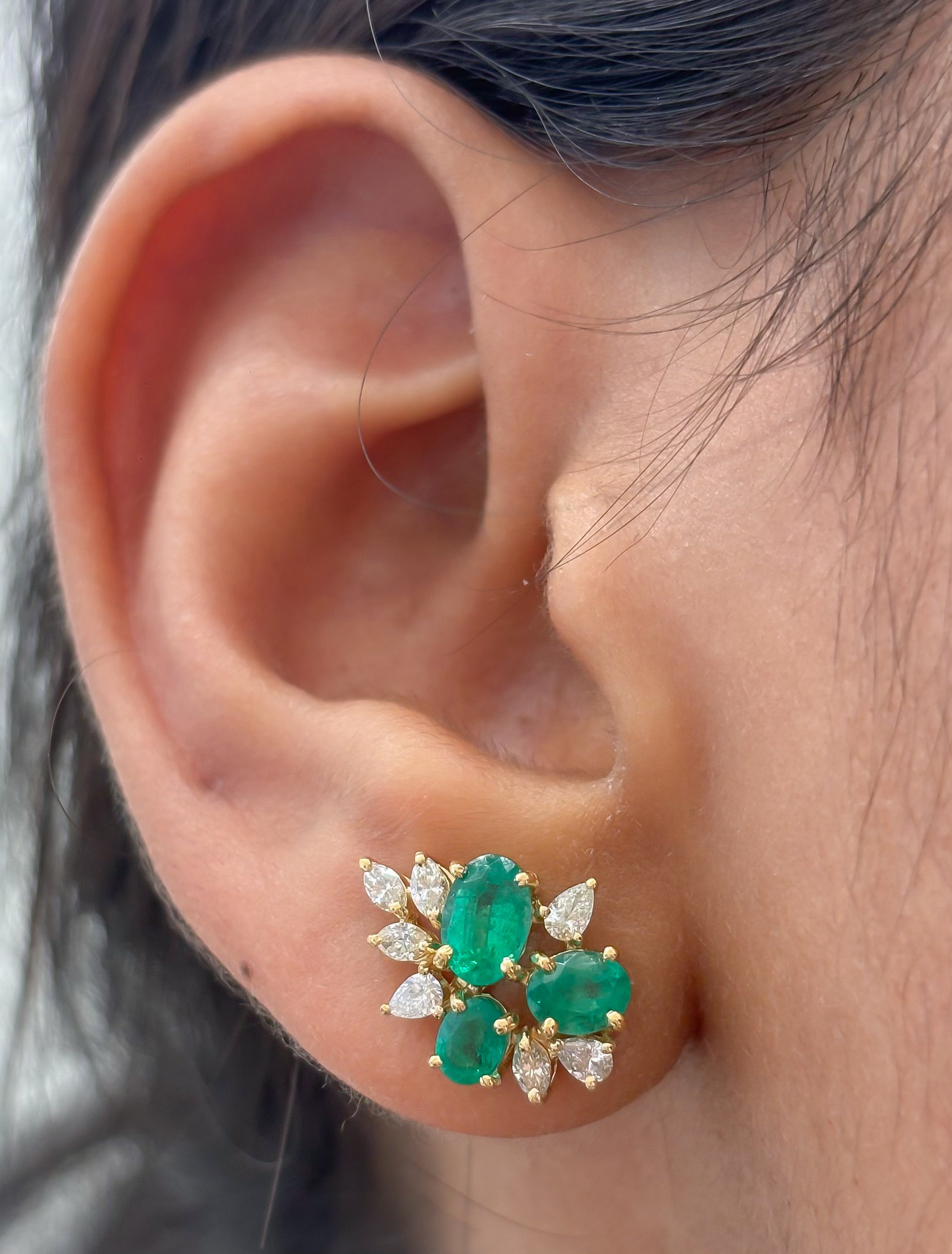 JPERG-4757/13528 Diamond Emerald Earring | 18K
