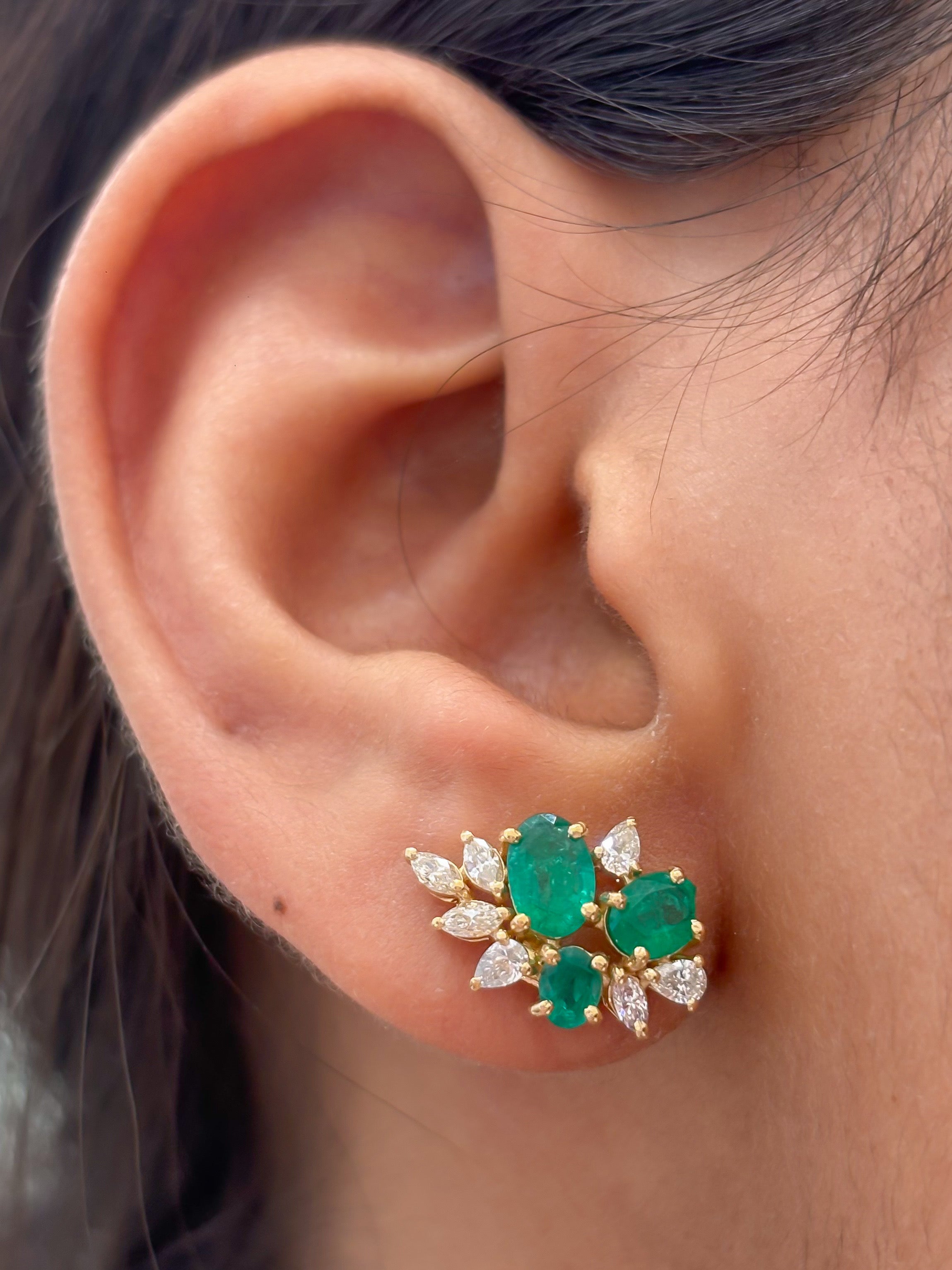 JPERG-4758/13529 Diamond Emerald Earring | 18K