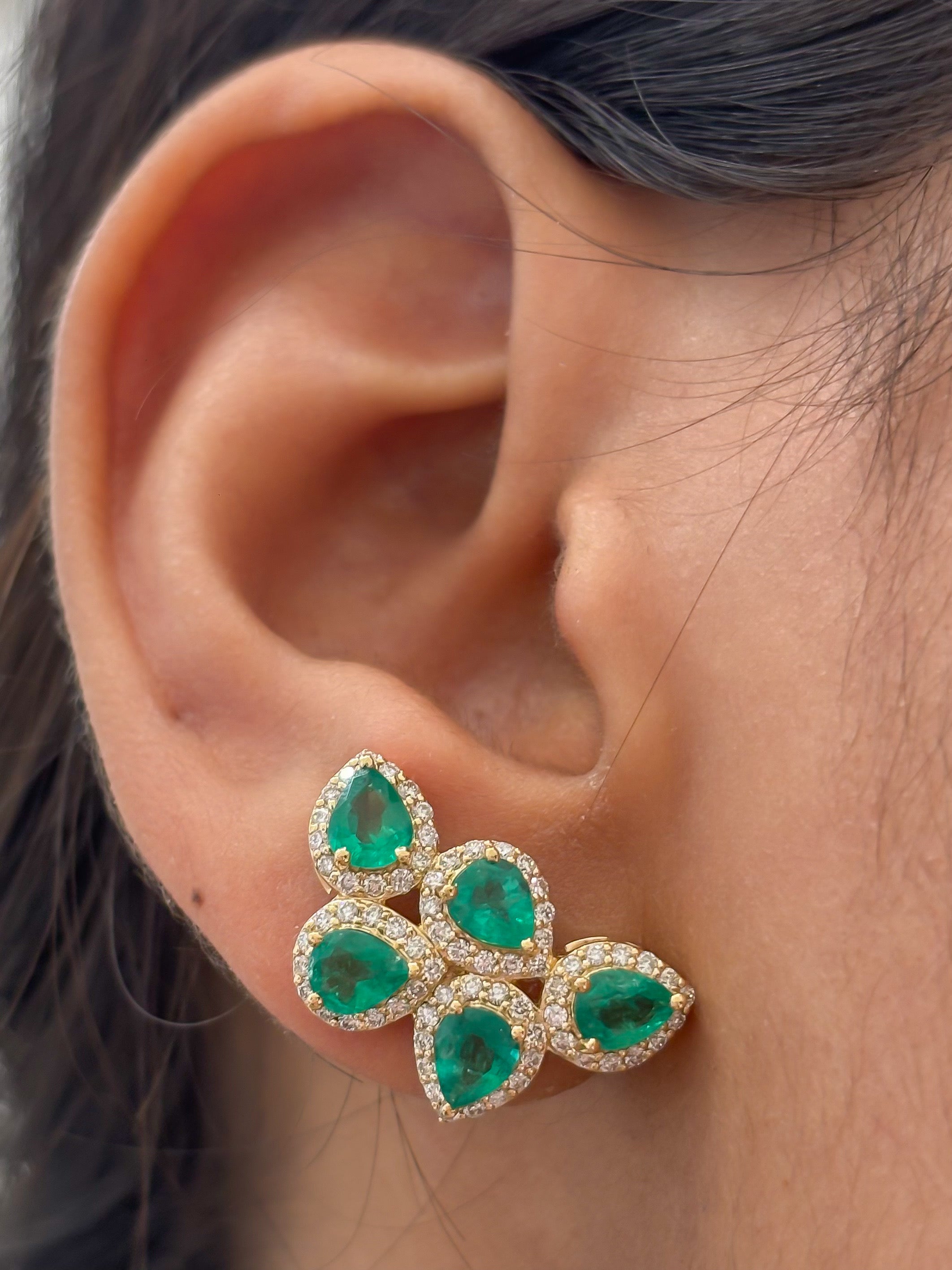 JPERG-4759/13530 Emerald Diamond Earring | 18K
