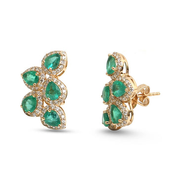 JPERG-4759/13530 Emerald Diamond Earring | 18K
