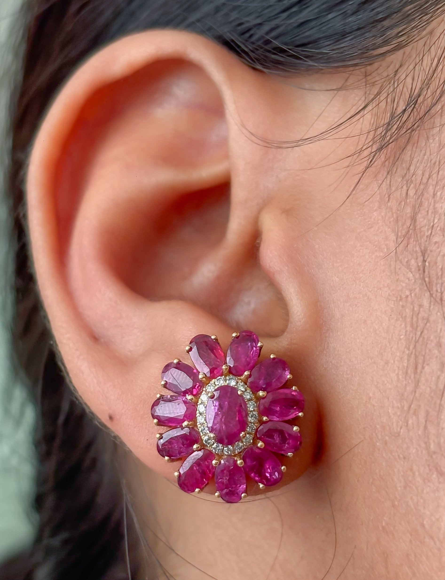 JPERG-4761/13544 Diamond Ruby Earring | 18K