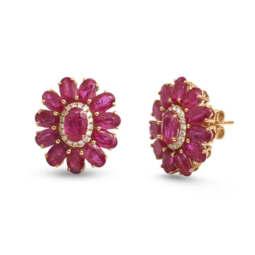 JPERG-4761/13544 Diamond Ruby Earring | 18K