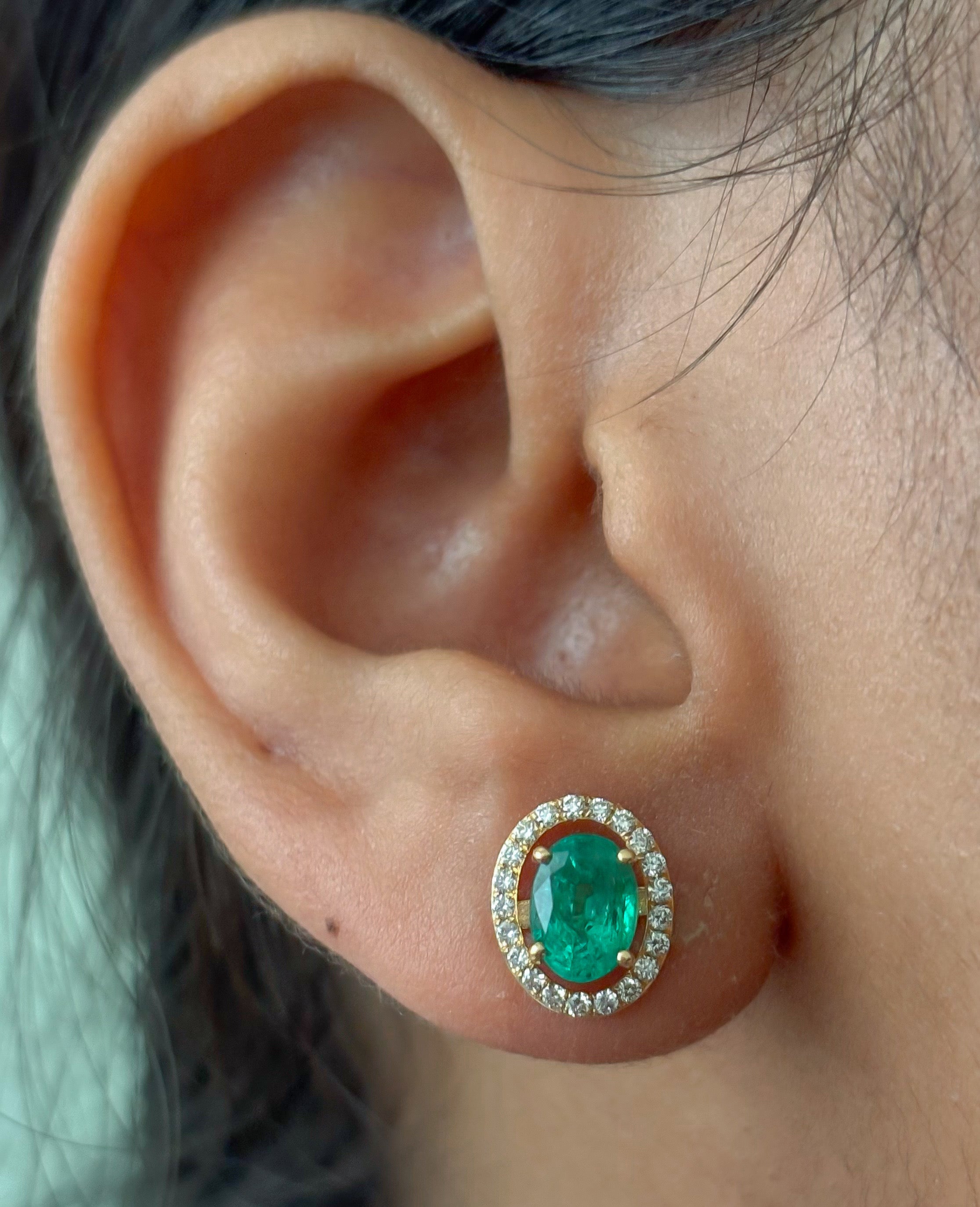 JPERG-4762/13555 Diamond Emerald Earring | 18K
