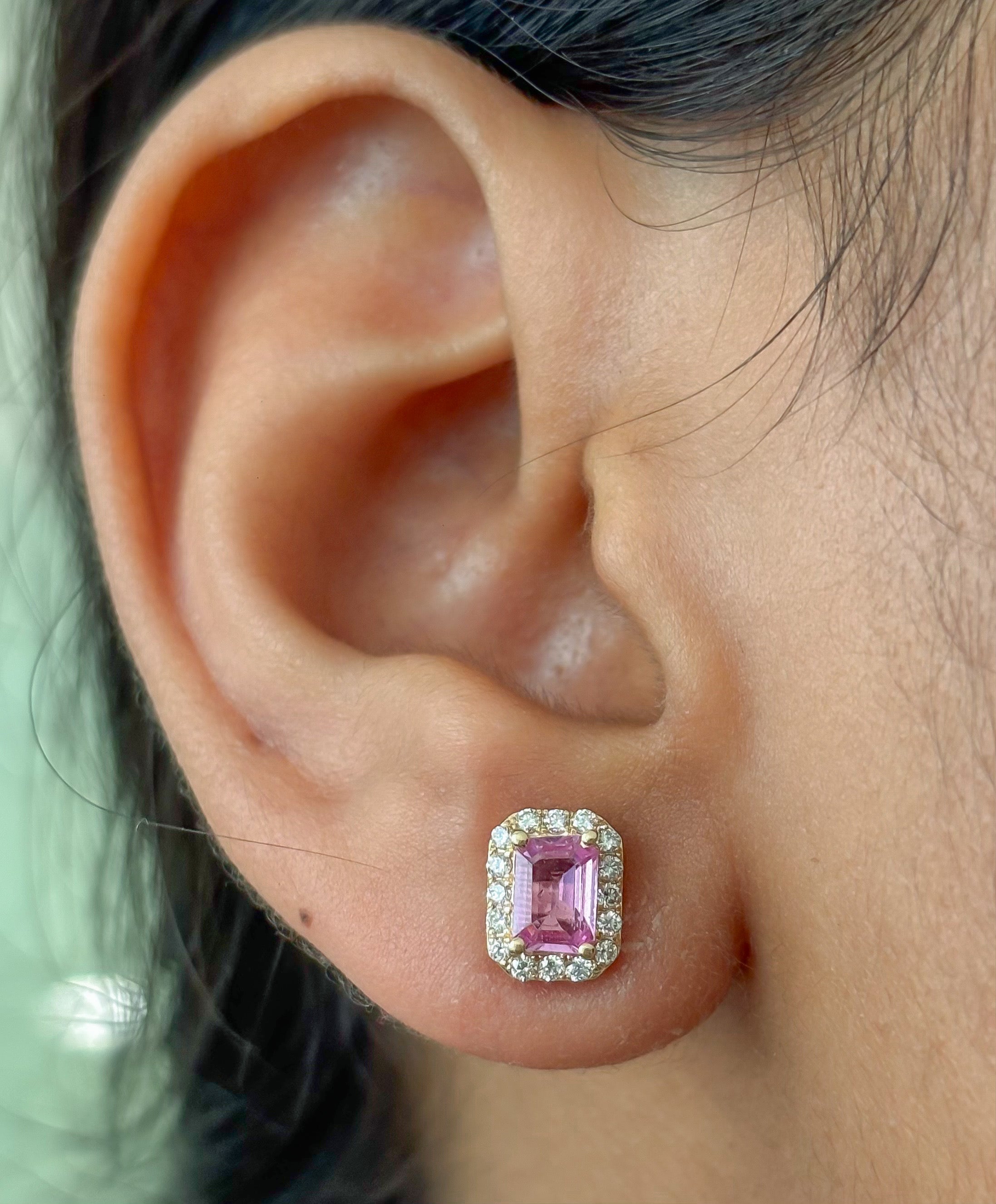 JPERG-4771/13565 Pink Sapphire Diamond Earring | 14K