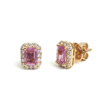 JPERG-4771/13565 Pink Sapphire Diamond Earring | 14K