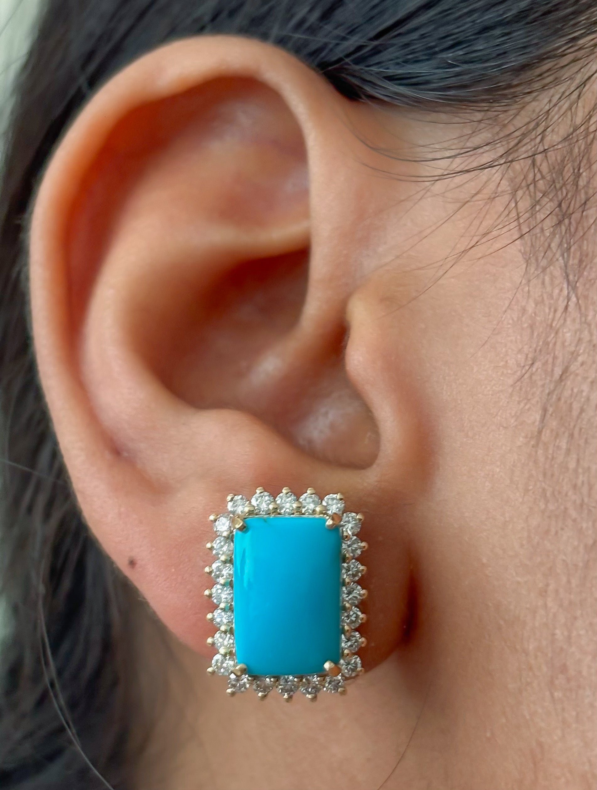JPERG-4772/13566 Turquoise Diamond Earring | 14K