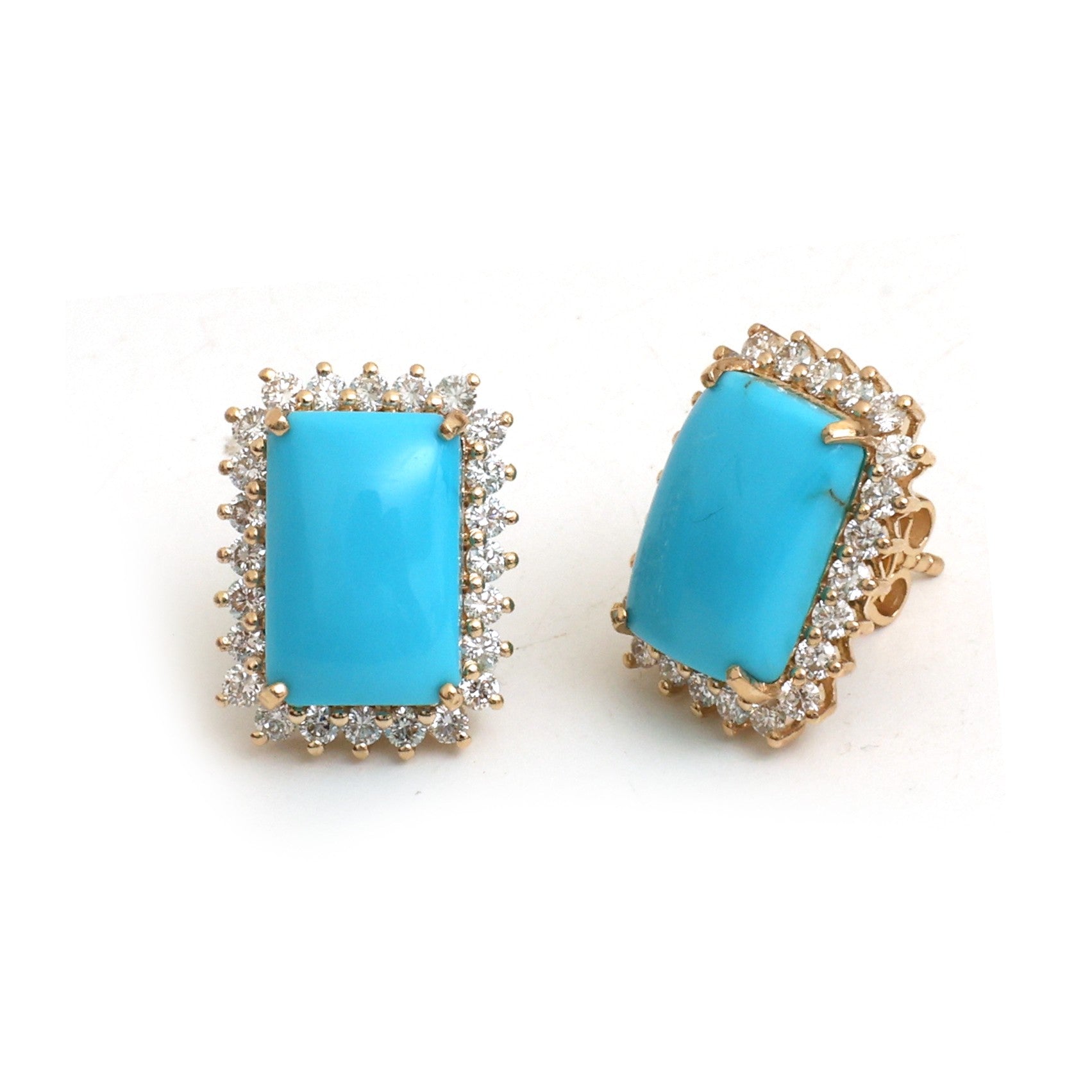 JPERG-4772/13566 Turquoise Diamond Earring | 14K