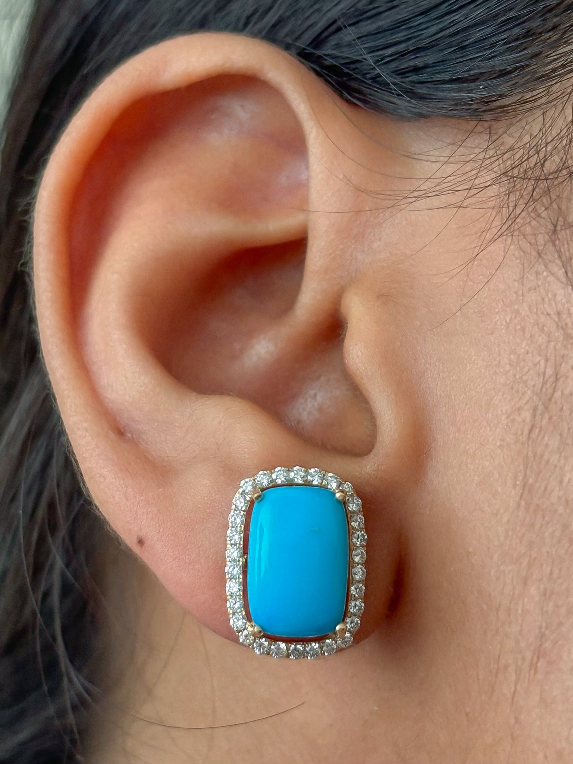 JPERG-4774/13568 Turquoise Diamond Earring | 14K