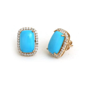 JPERG-4774/13568 Turquoise Diamond Earring | 14K
