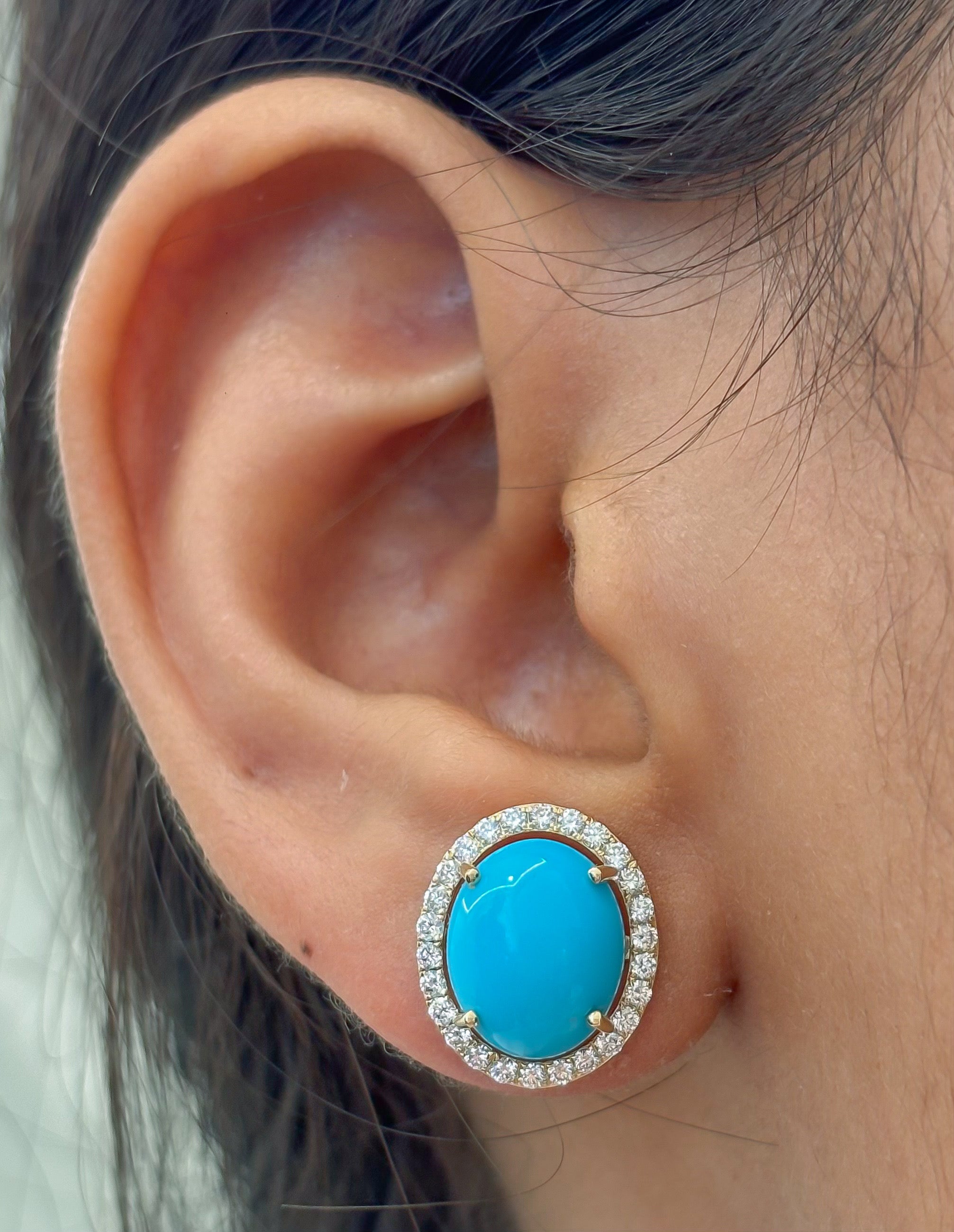 JPERG-4775/13569 Turquoise Diamond Earring | 14K