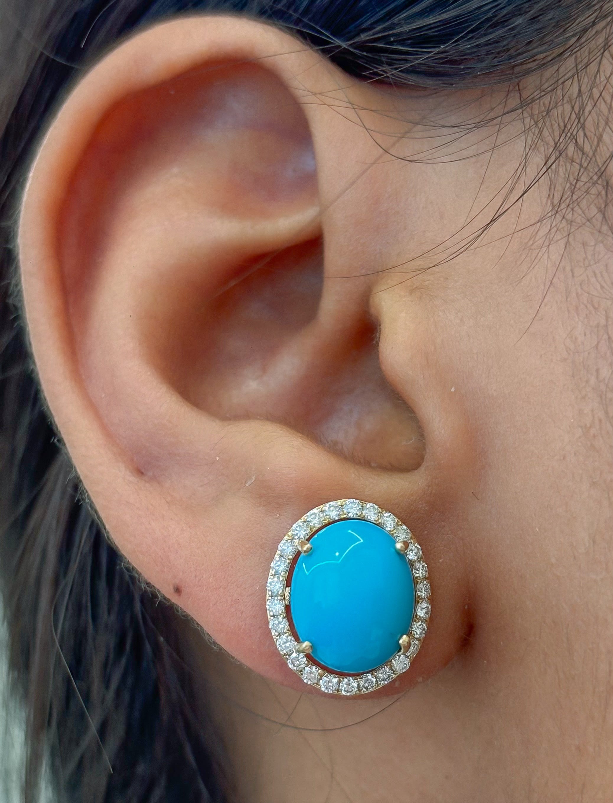JPERG-4776/13570 Turquoise Diamond Earring | 14K