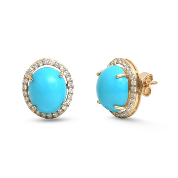 JPERG-4776/13570 Turquoise Diamond Earring | 14K