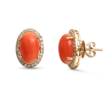 JPERG-4778/13572 Coral Diamond Earring | 14K