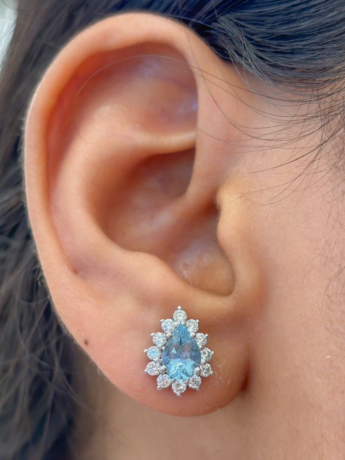 JPERG-4779/13573 Aquamarine Diamond Earring | 14K