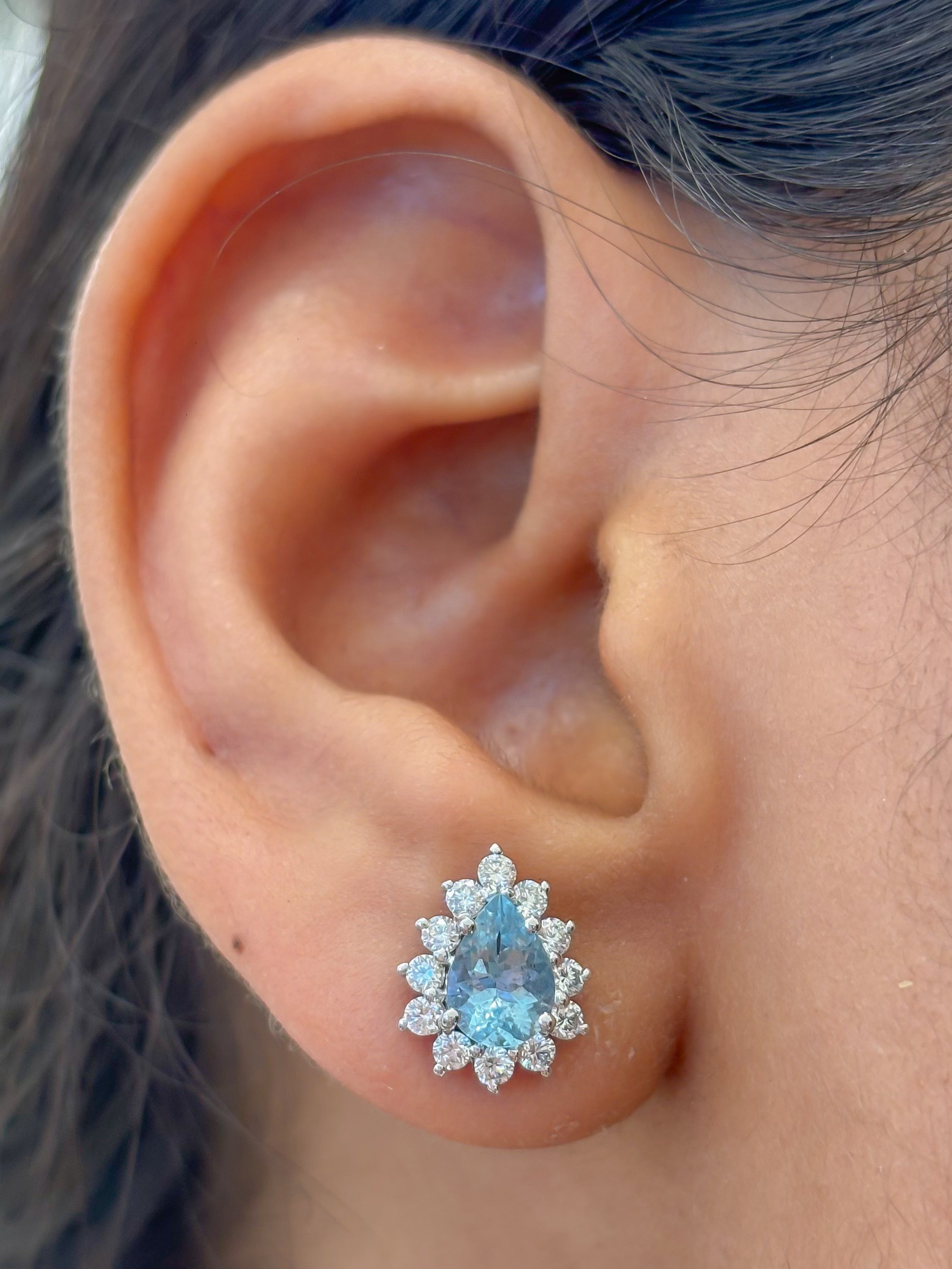 JPERG-4779/13573 Aquamarine Diamond Earring | 14K