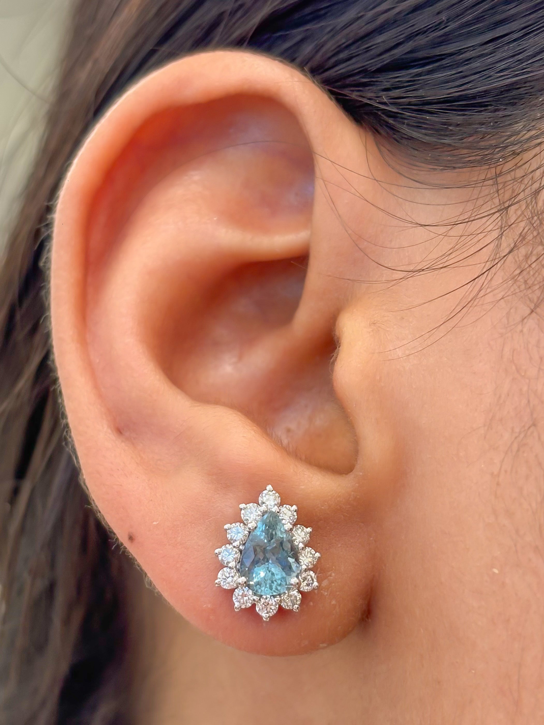 JPERG-4780/13574 Aquamarine Diamond Earring | 14K