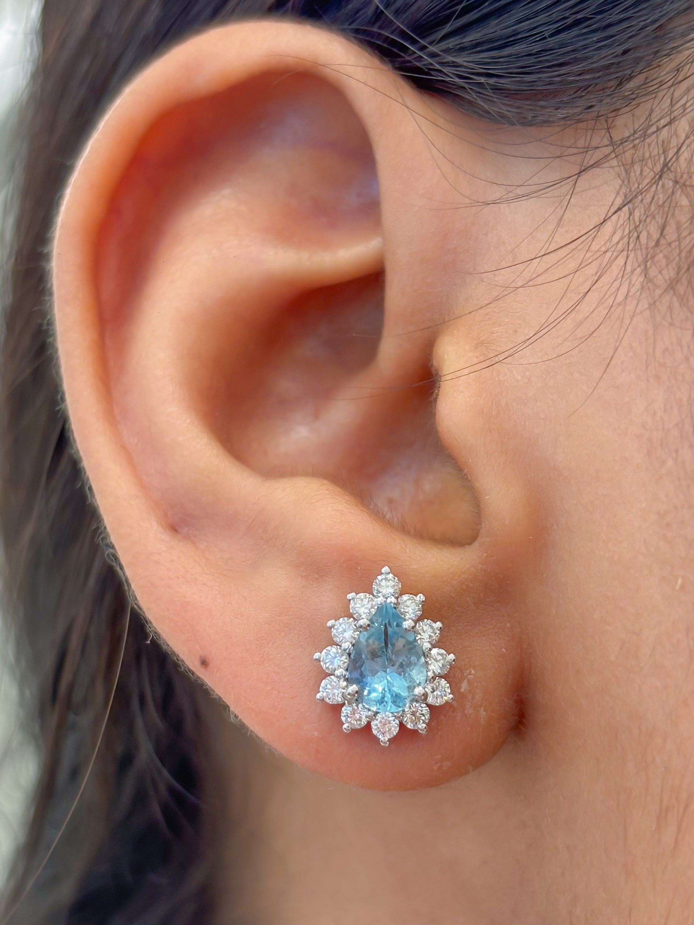 JPERG-4781/13575 Aquamarine Diamond Earring | 14K