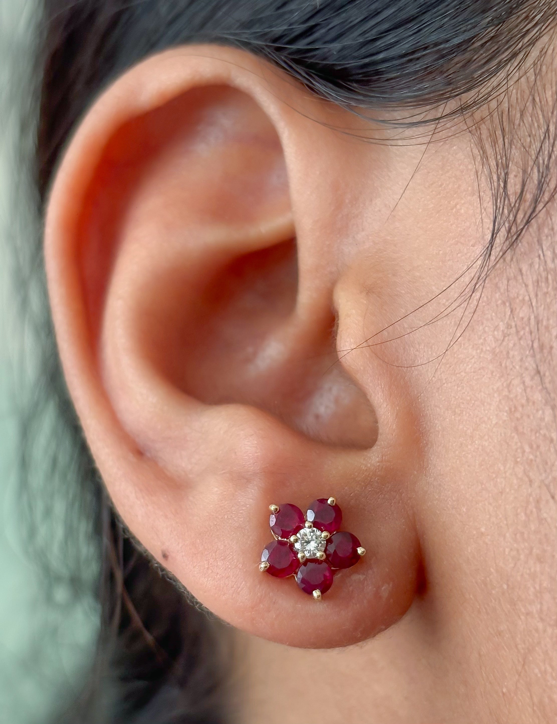 JPERG-4782/13576 Ruby Diamond Earring | 14K