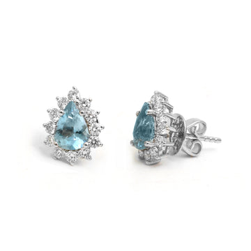 JPERG-4783/13658 Aquamarine Diamond Earring | 14K