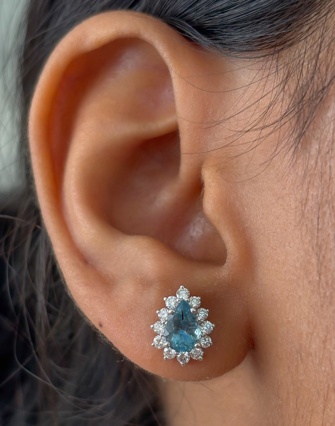 JPERG-4785/13660 Aquamarine Diamond Earring | 14K