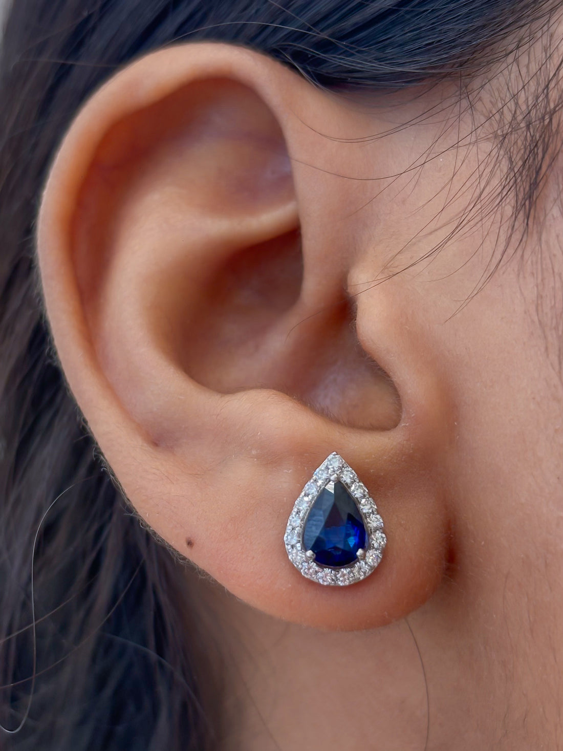 JPERG-4786/13661 Blue Sapphire Diamond Earring | 18K