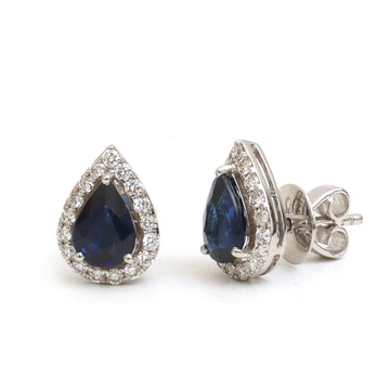 JPERG-4786/13661 Blue Sapphire Diamond Earring | 18K